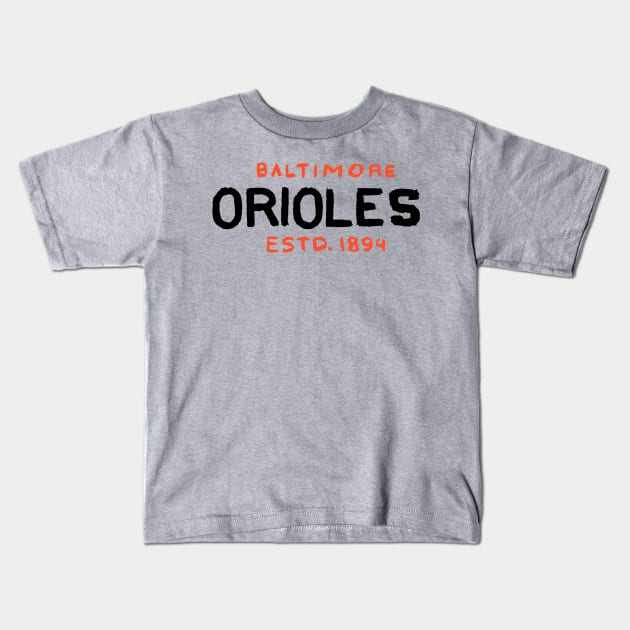 Baltimore Orioleeees 07 Kids T-Shirt by Very Simple Graph